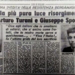 Ricordo della fucilazione di A. Sprochia e Turani scritta da don Spada su "L’eco di Bergamo" 24 aprile 1955