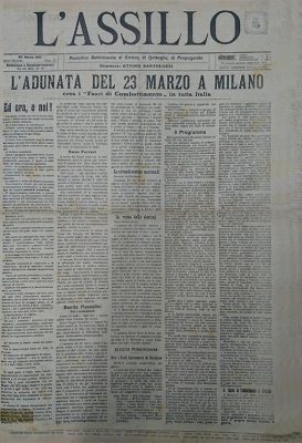 "L'Assillo", 30 marzo 1919, giornale di riferimento dei Fasci di combattimento a Bergamo