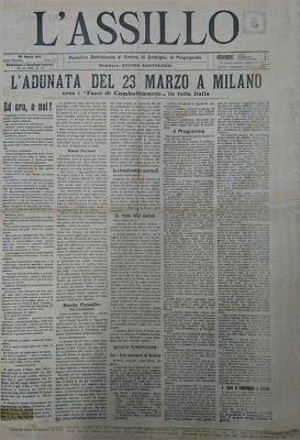 "L'Assillo", 30 marzo 1919, giornale di riferimento dei Fasci di combattimento a Bergamo
