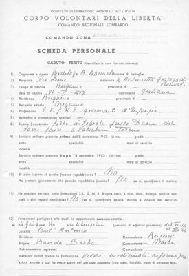 Prima pagina della Scheda CVL di Emanuele Medolago Albani